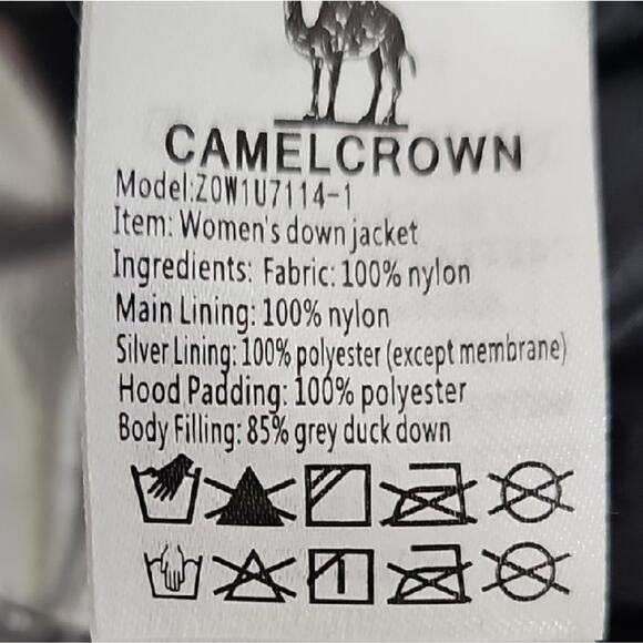 Camelcrown Women's Black Full Zip Hooded Down Puffer Jacket w/Glass Case Size 2X - Picture 12 of 12